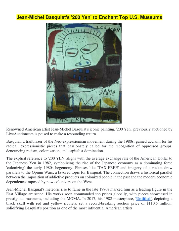 jean michel basquiat s 200 yen to enchant n.w