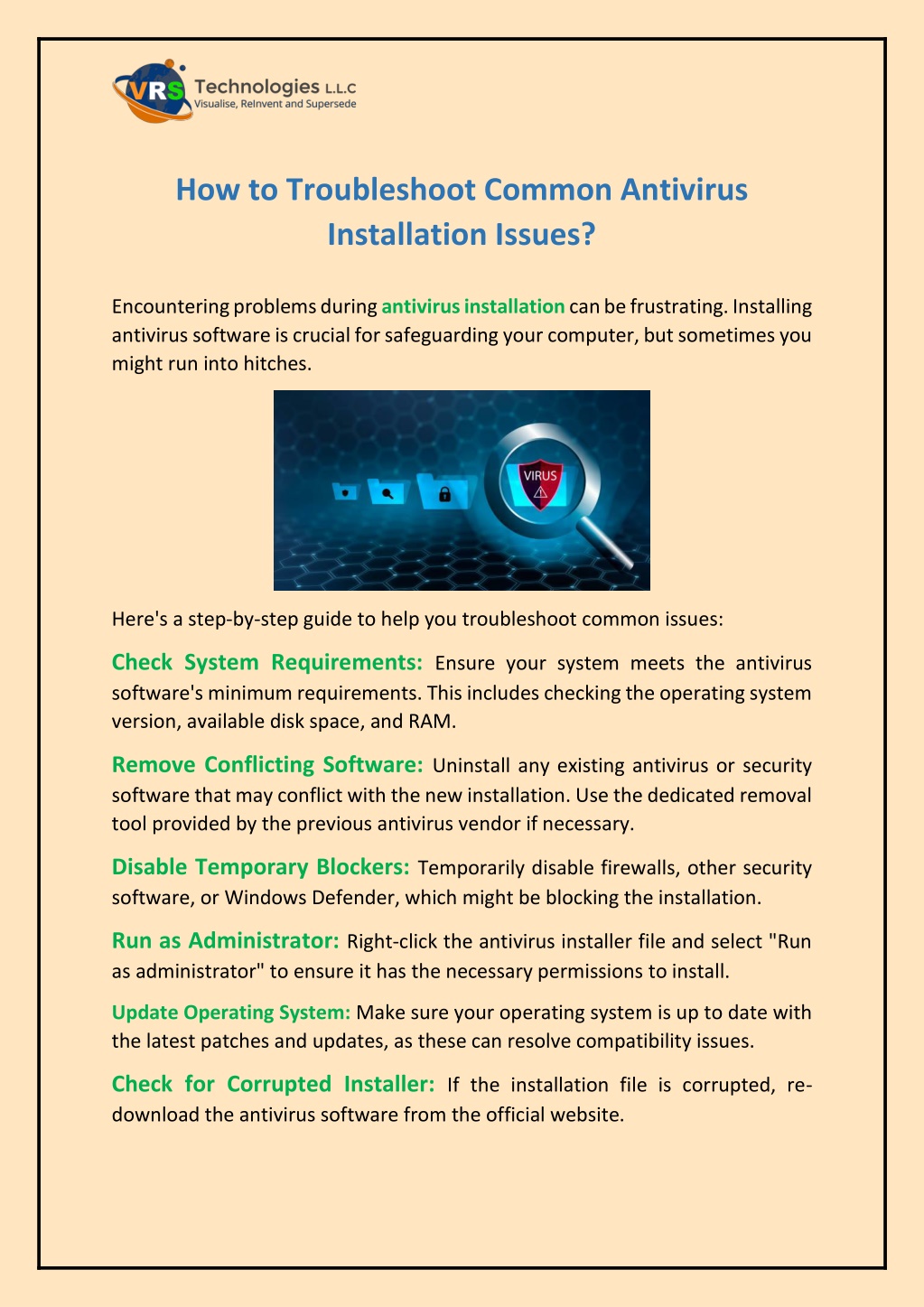 how to troubleshoot common antivirus installation l.w