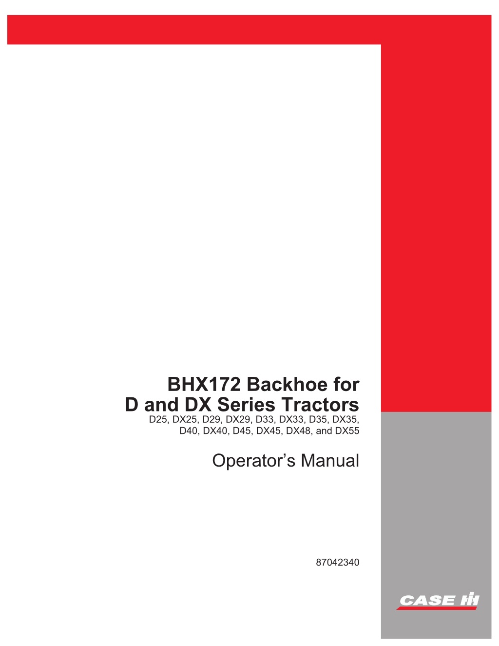 bhx172 backhoe for d and dx series tractors l.w