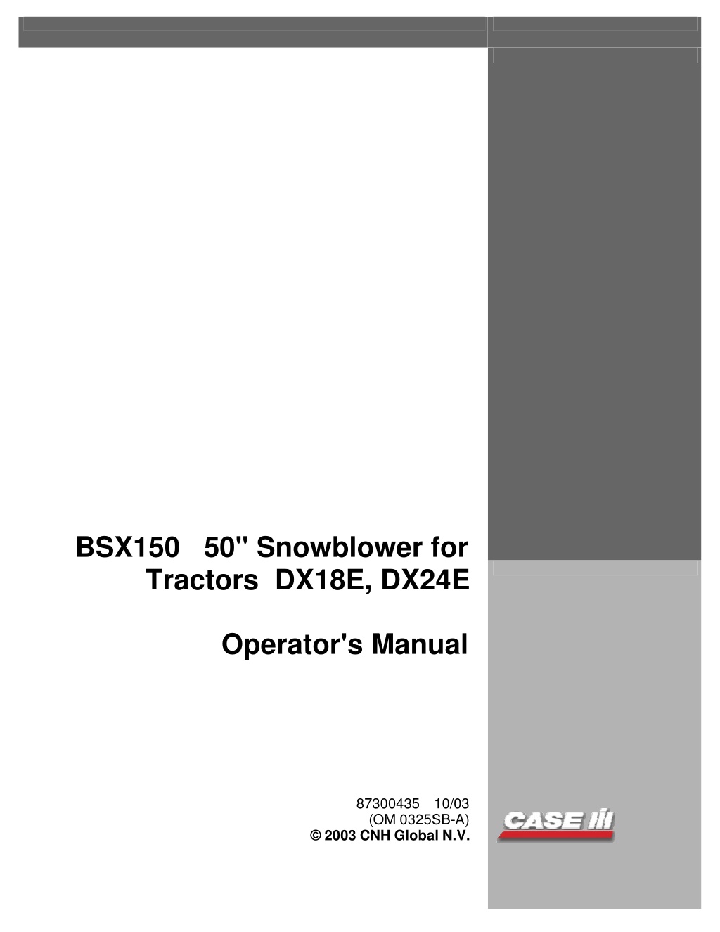 bsx150 50 snowblower for tractors dx18e dx24e l.w