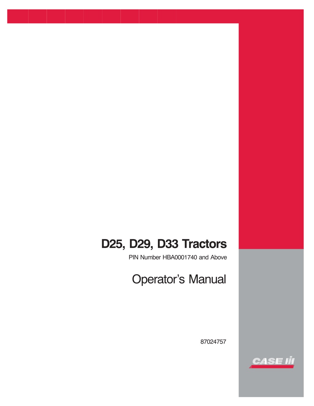 d25 d29 d33 tractors pin number hba0001740 l.w