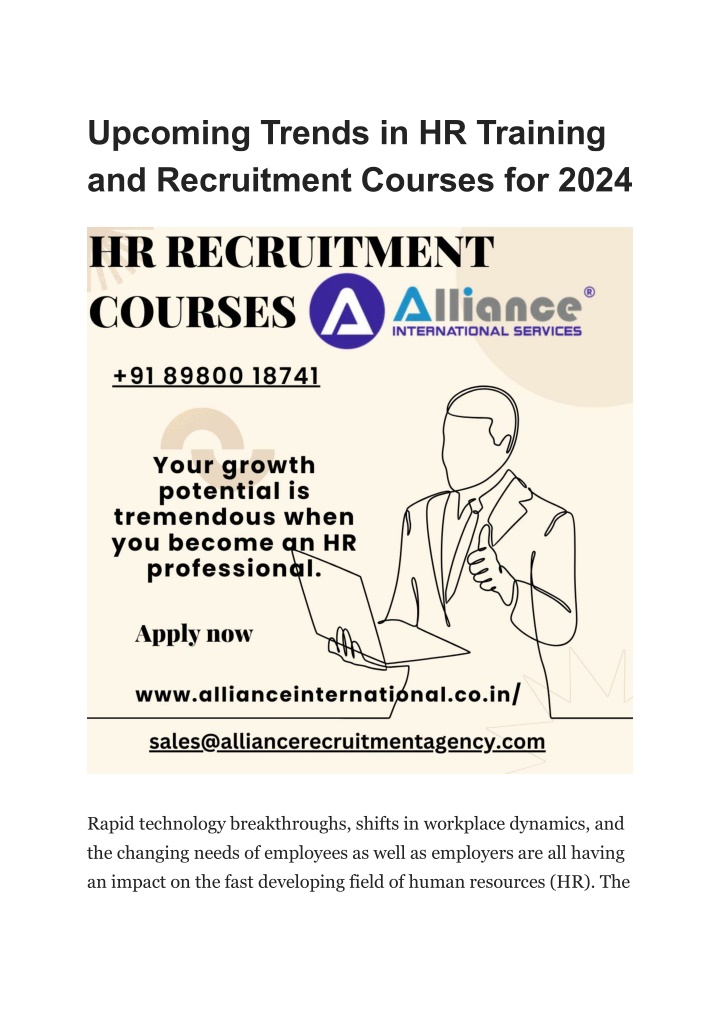 upcoming trends in hr training and recruitment n.w