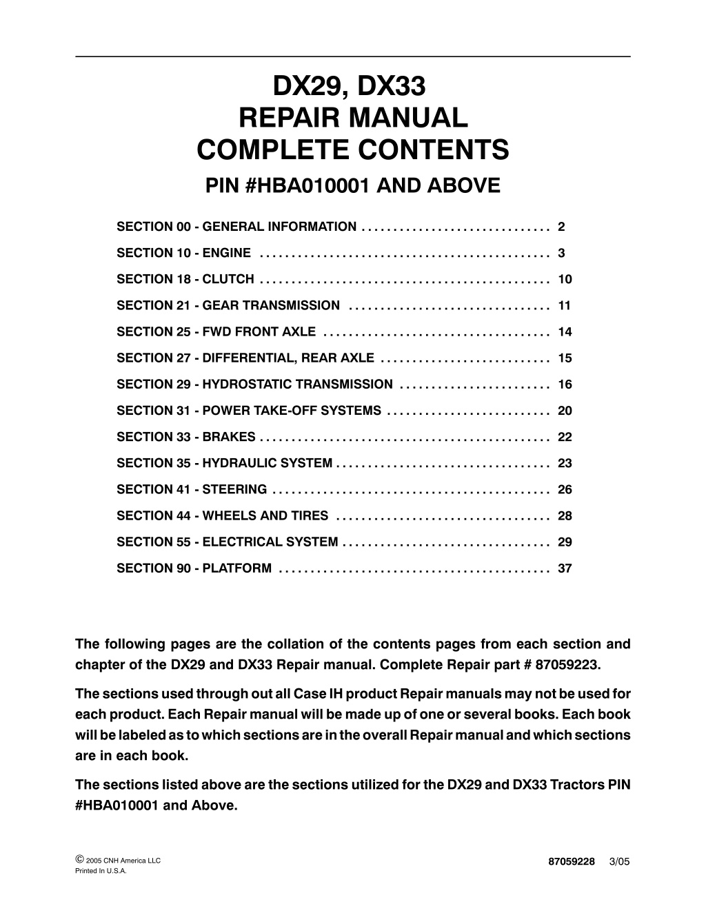 dx29 dx33 repair manual complete contents l.w