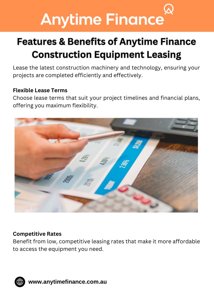 features benefits of anytime finance construction n.w