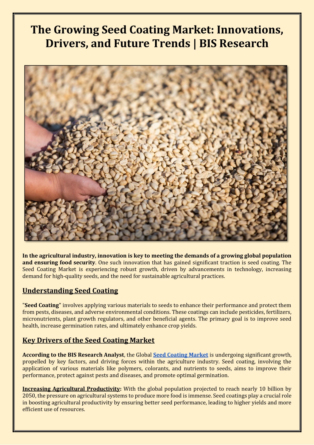 the growing seed coating market innovations l.w