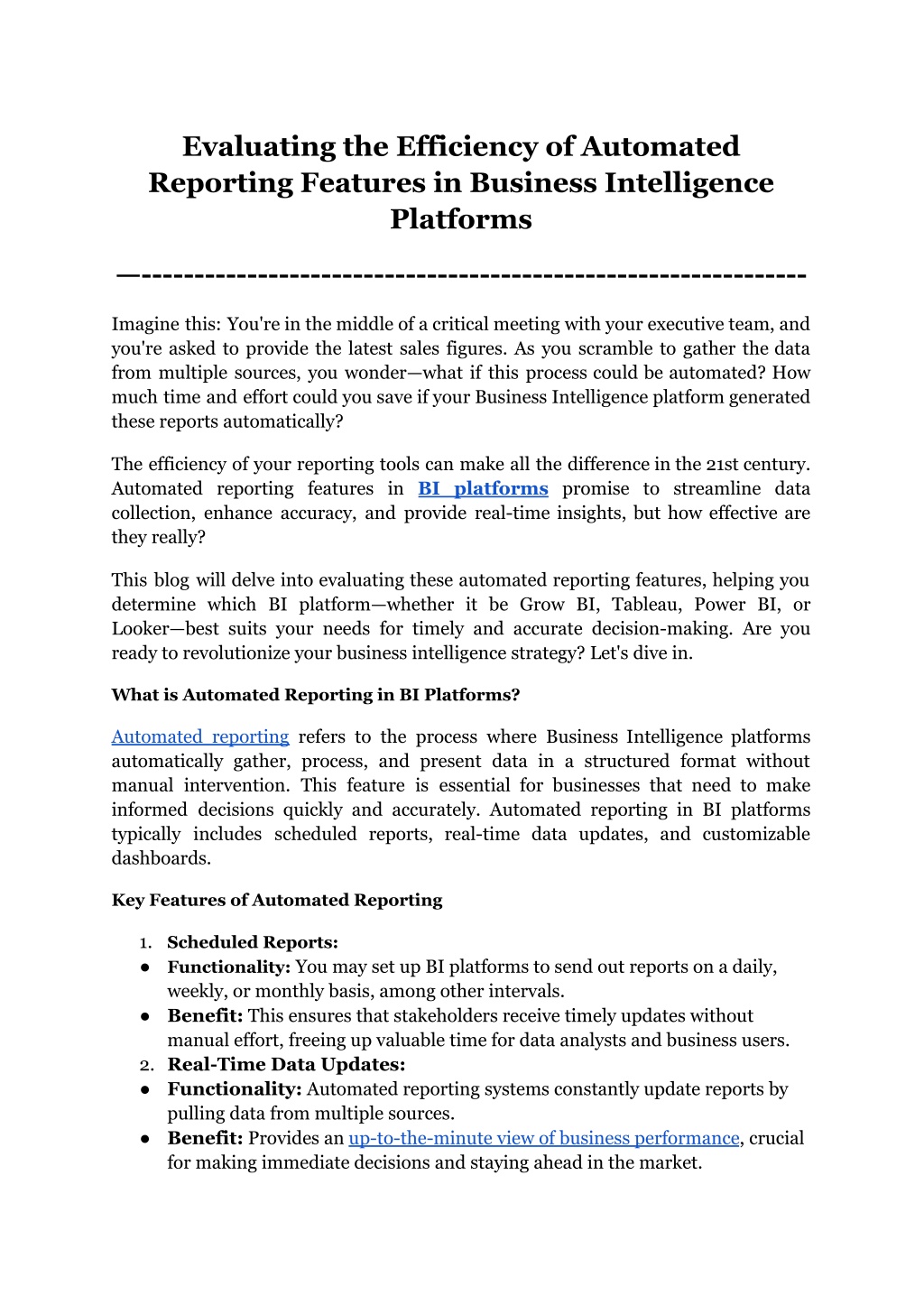 evaluating the efficiency of automated reporting l.w