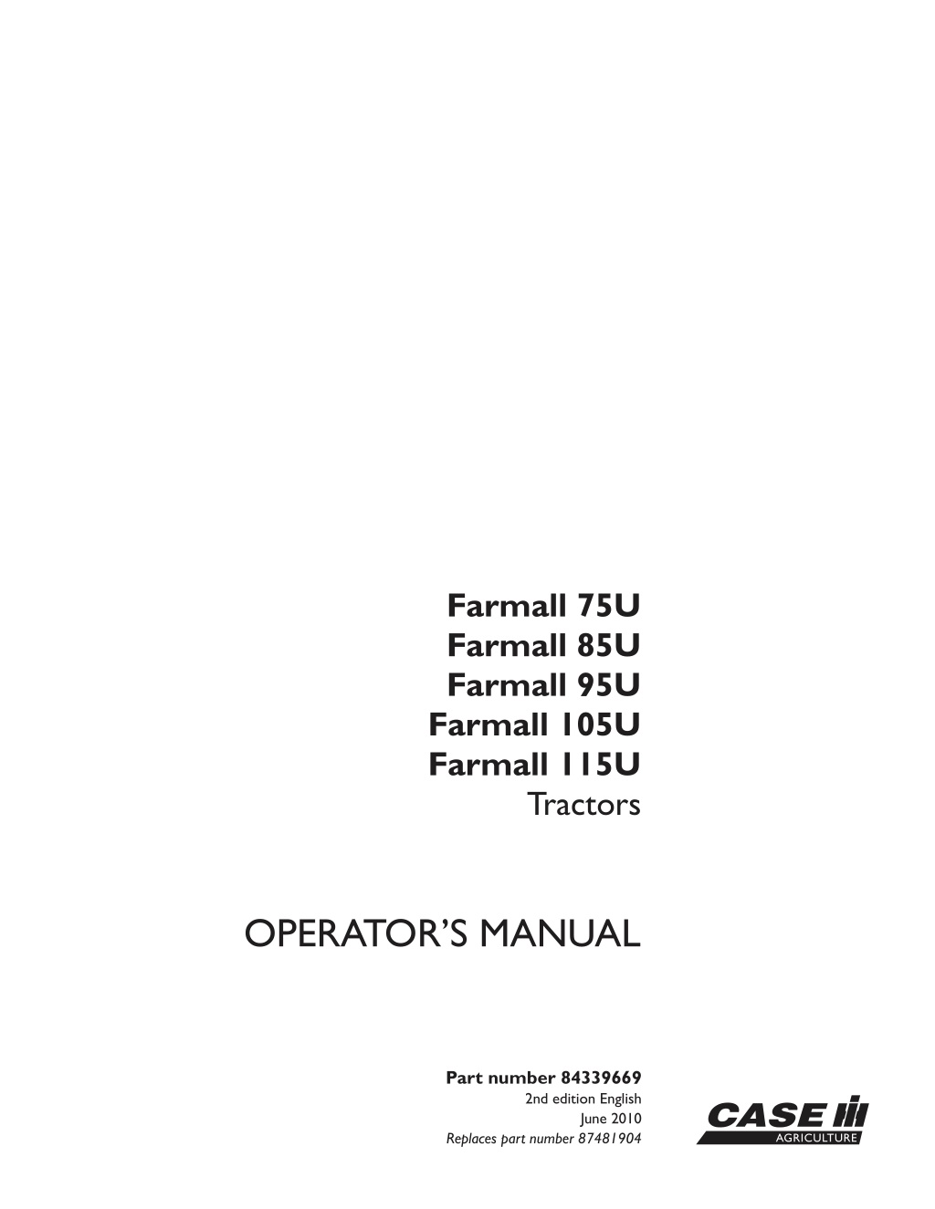 farmall 75u farmall 85u farmall 95u farmall 105u l.w