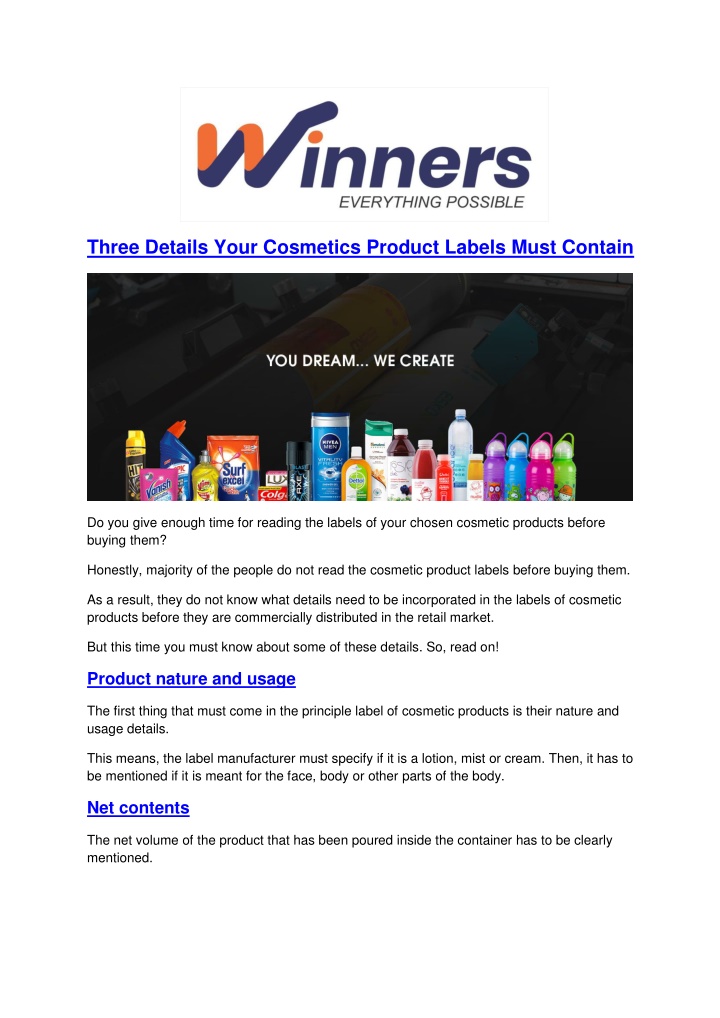 three details your cosmetics product labels must n.w
