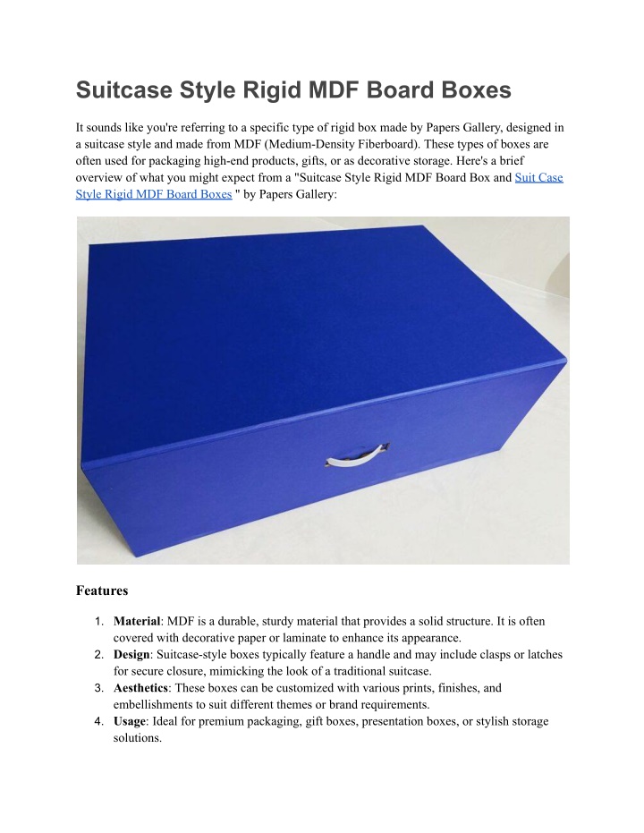 suitcase style rigid mdf board boxes n.w