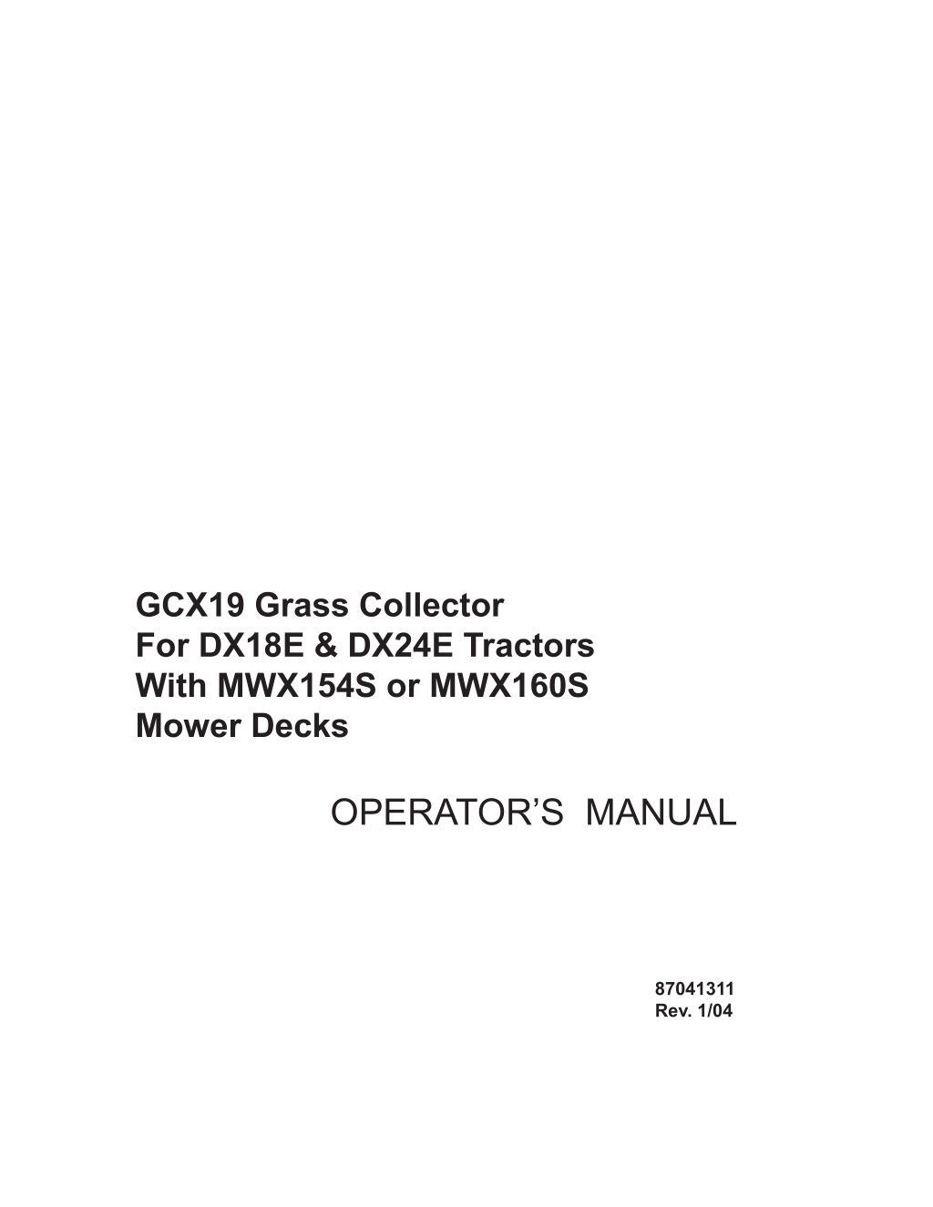 gcx19 grass collector for dx18e dx24e tractors l.w