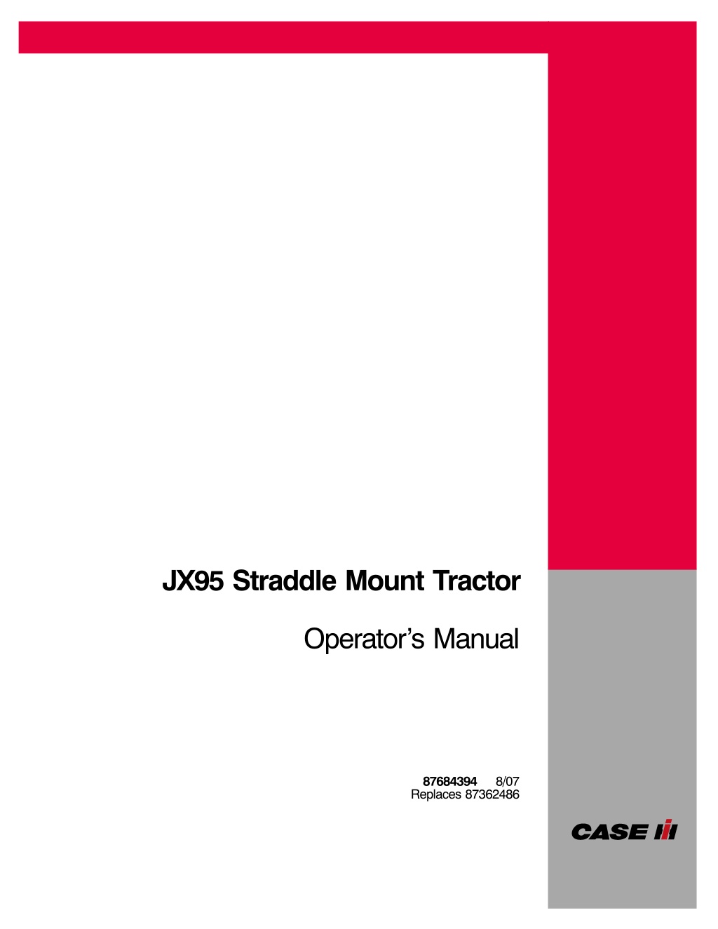 jx95 straddle mount tractor l.w