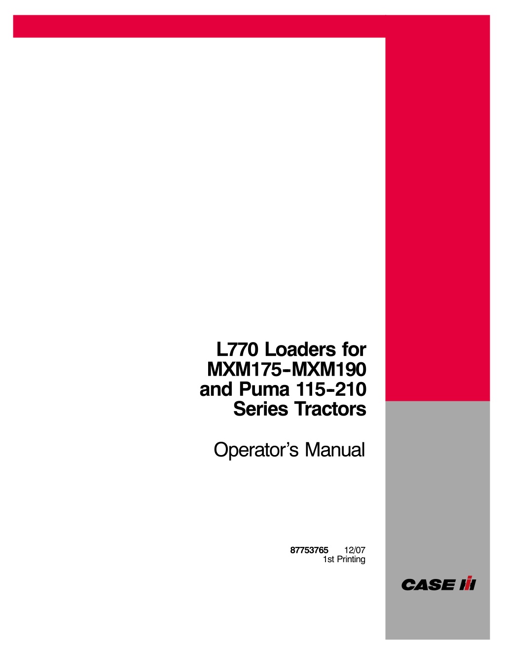 l770 loaders for mxm175 mxm190 and puma l.w