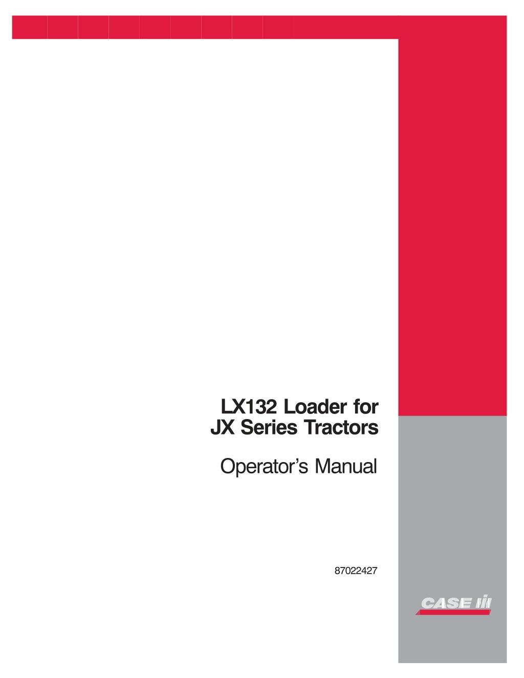 lx132 loader for jx series tractors l.w