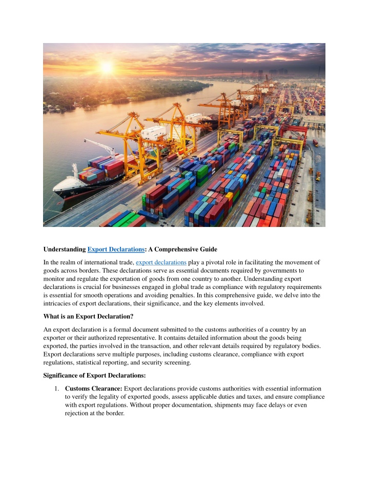 understanding export declarations a comprehensive n.w