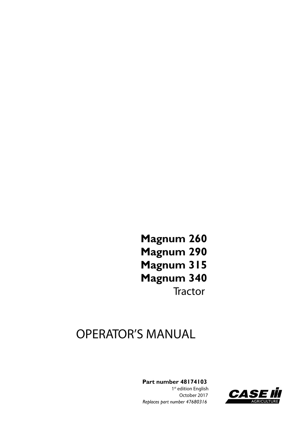 magnum 260 magnum 290 magnum 315 magnum 340 l.w