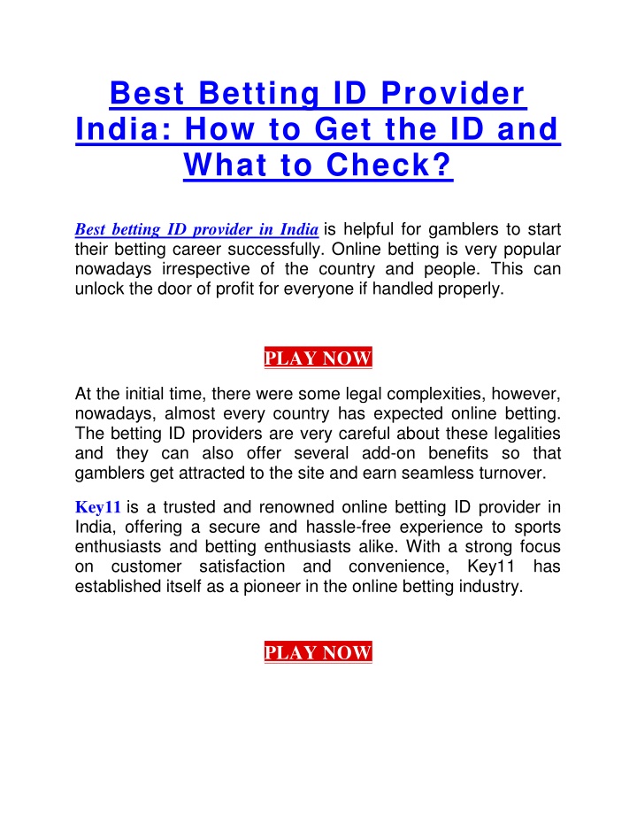 best betting id provider india n.w