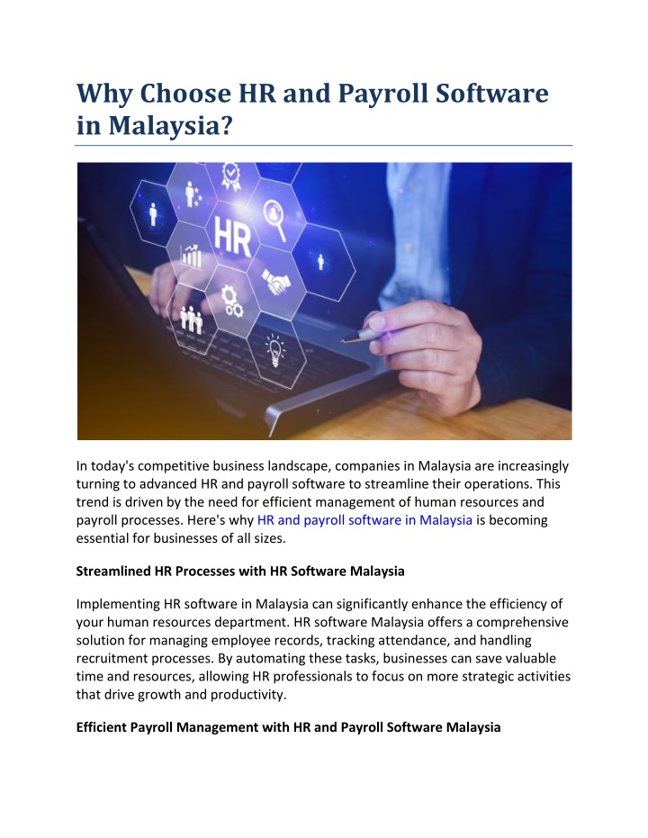 why choose hr and payroll software in malaysia n.w