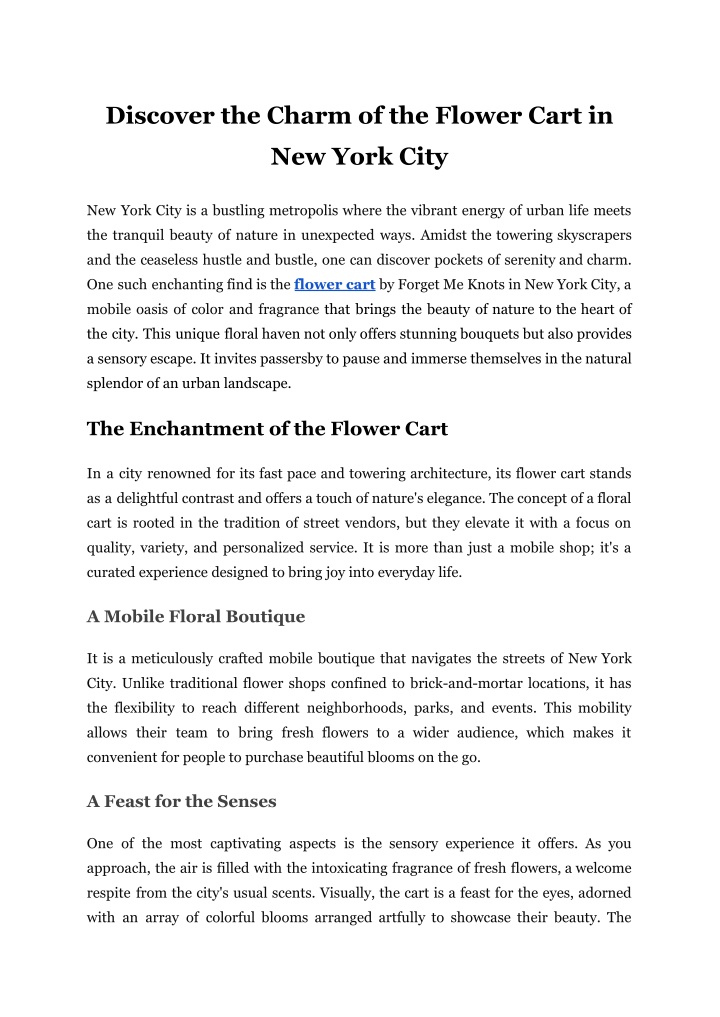 discover the charm of the flower cart in n.w