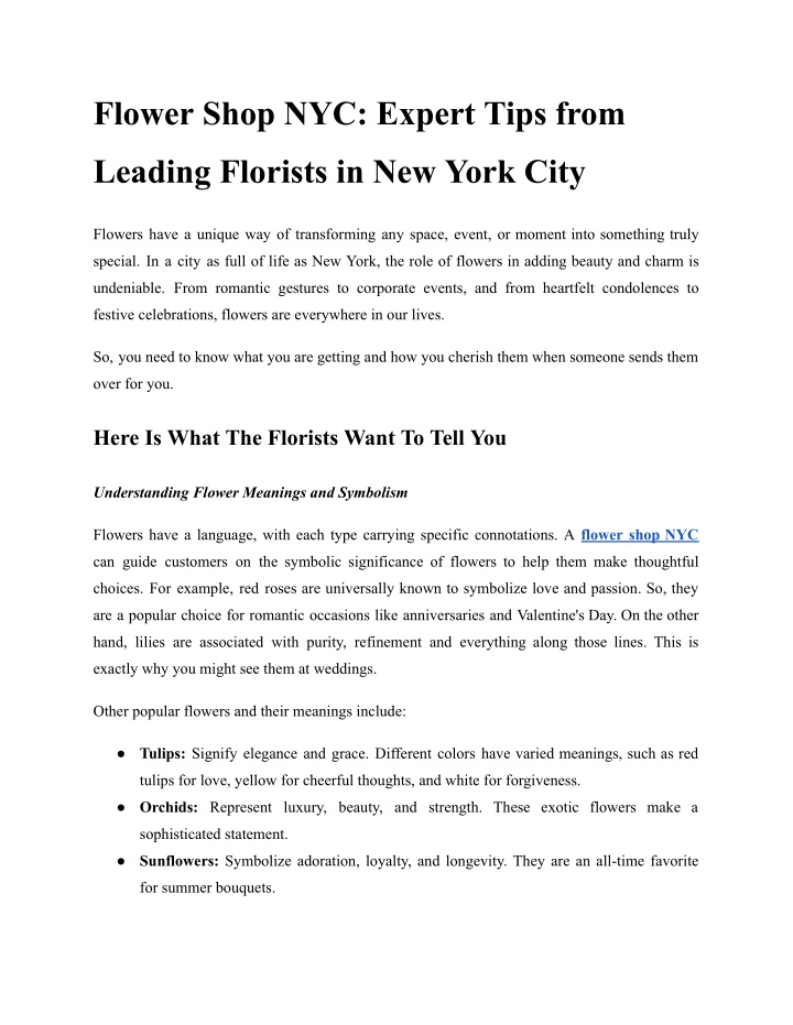 flower shop nyc expert tips from n.w