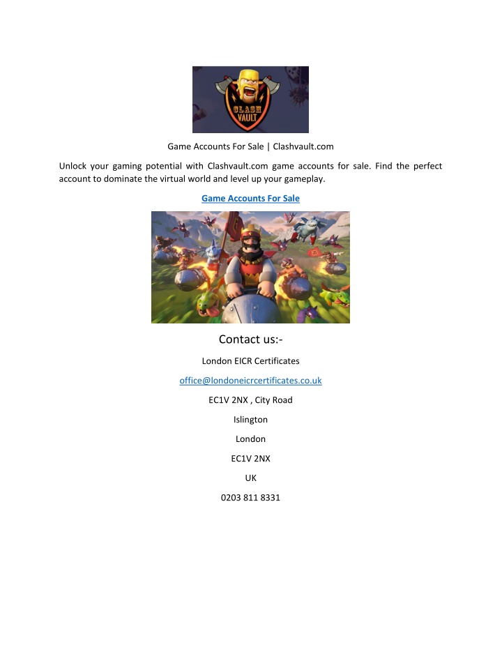 game accounts for sale clashvault com n.w