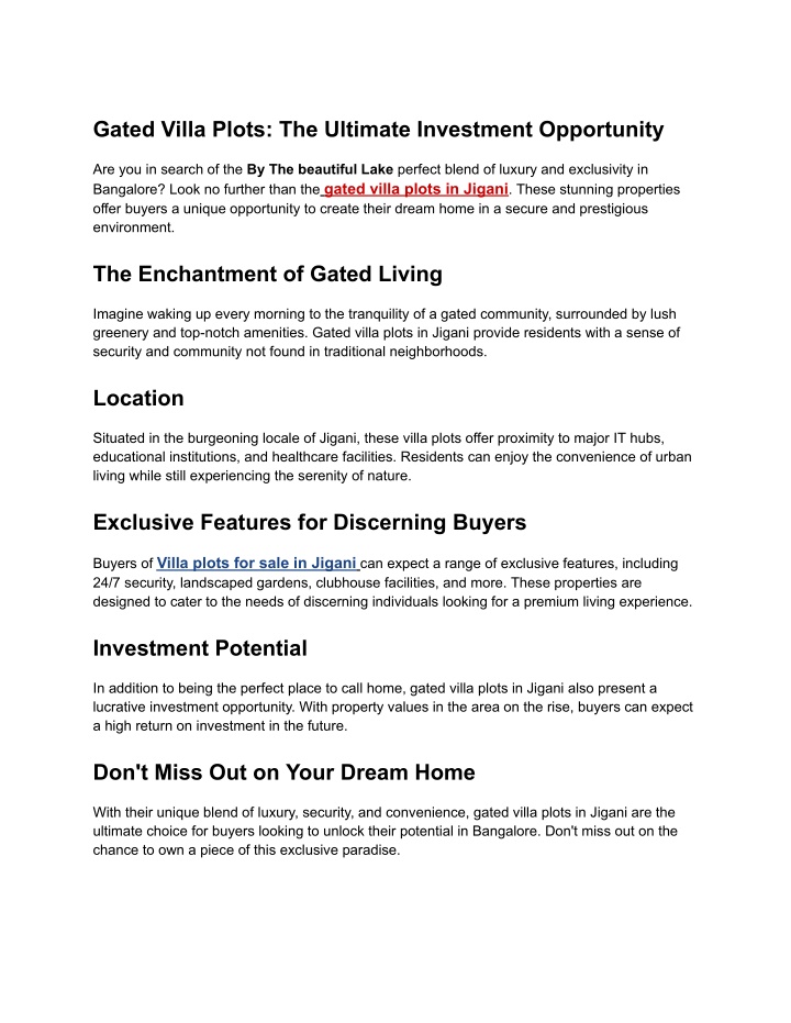 gated villa plots the ultimate investment n.w