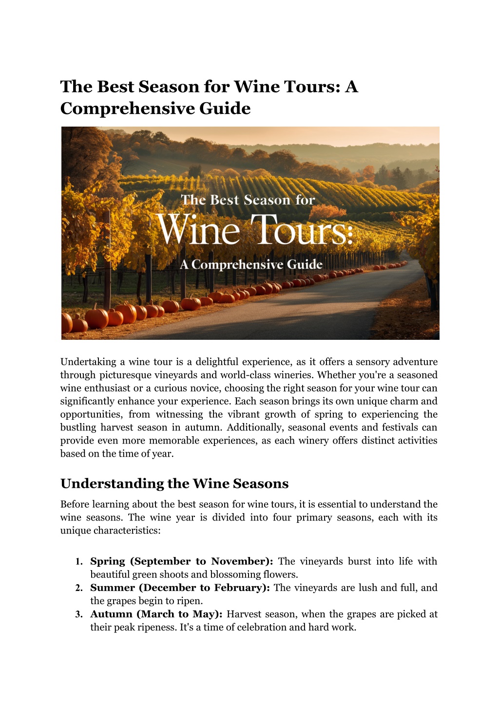 the best season for wine tours a comprehensive l.w