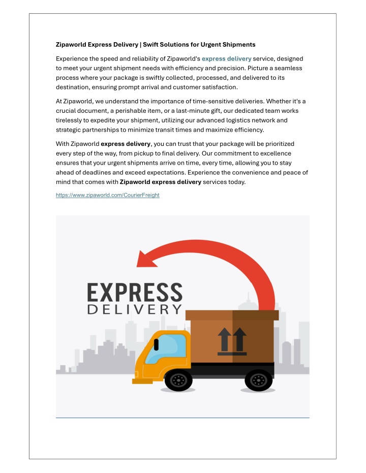 zipaworld express delivery swift solutions n.w
