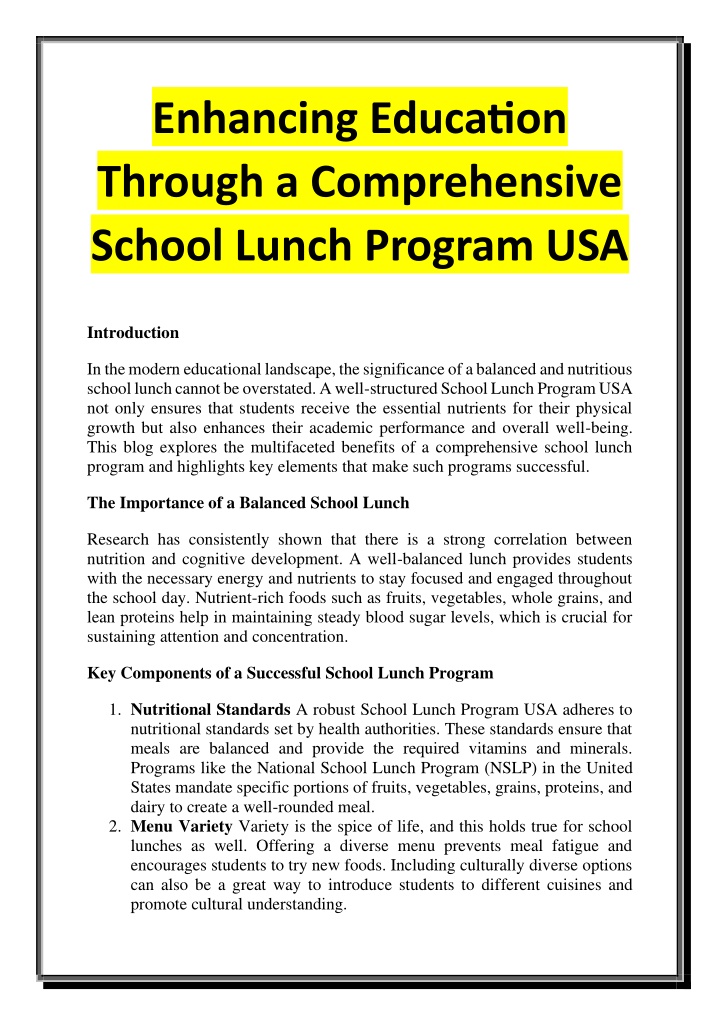 enhancing education through a comprehensive n.w