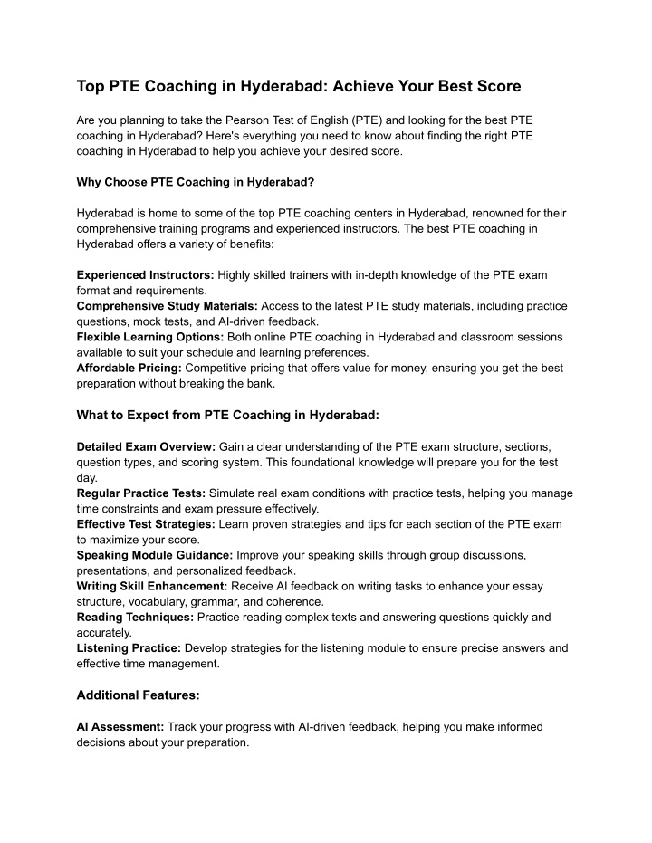 top pte coaching in hyderabad achieve your best n.w