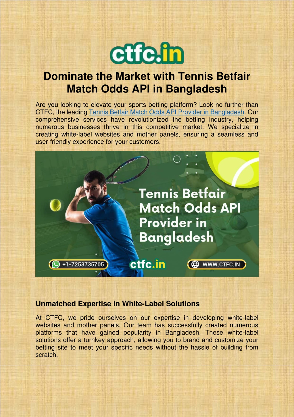 dominate the market with tennis betfair match l.w