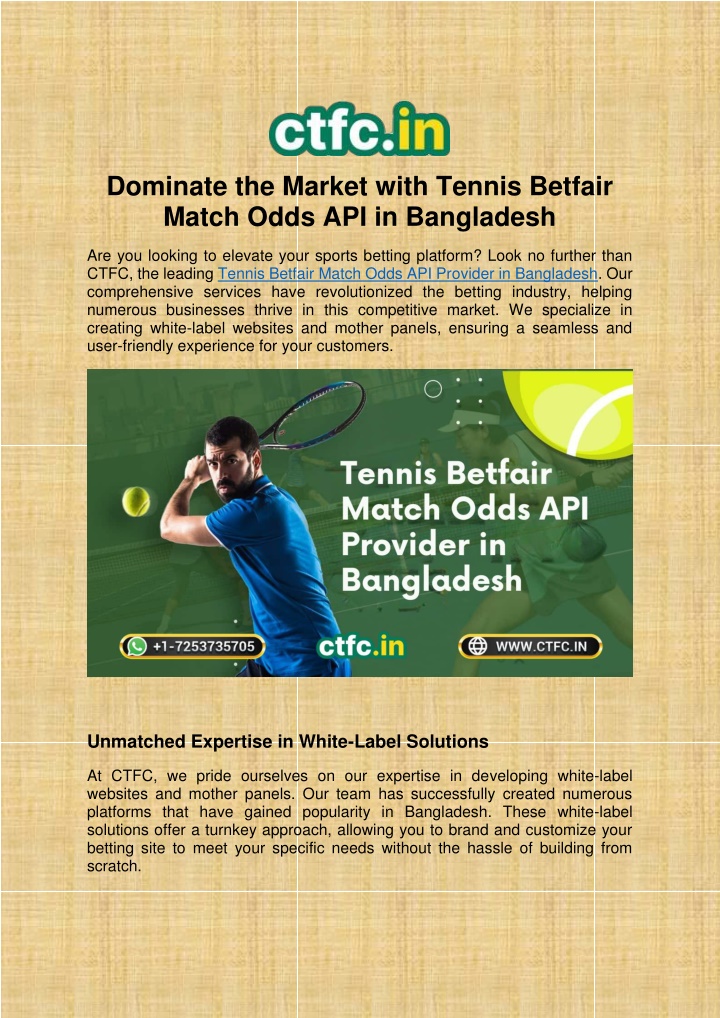 dominate the market with tennis betfair match n.w