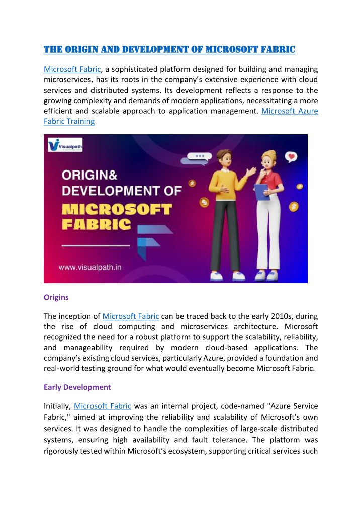 the origin and development of microsoft fabric n.w