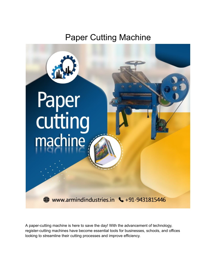 paper cutting machine n.w