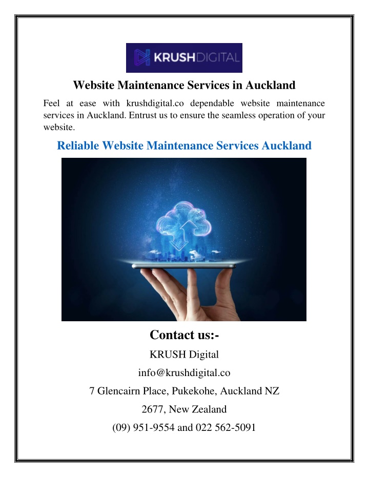 website maintenance services in auckland n.w