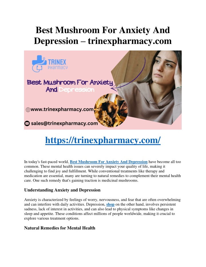 best mushroom for anxiety and depression n.w