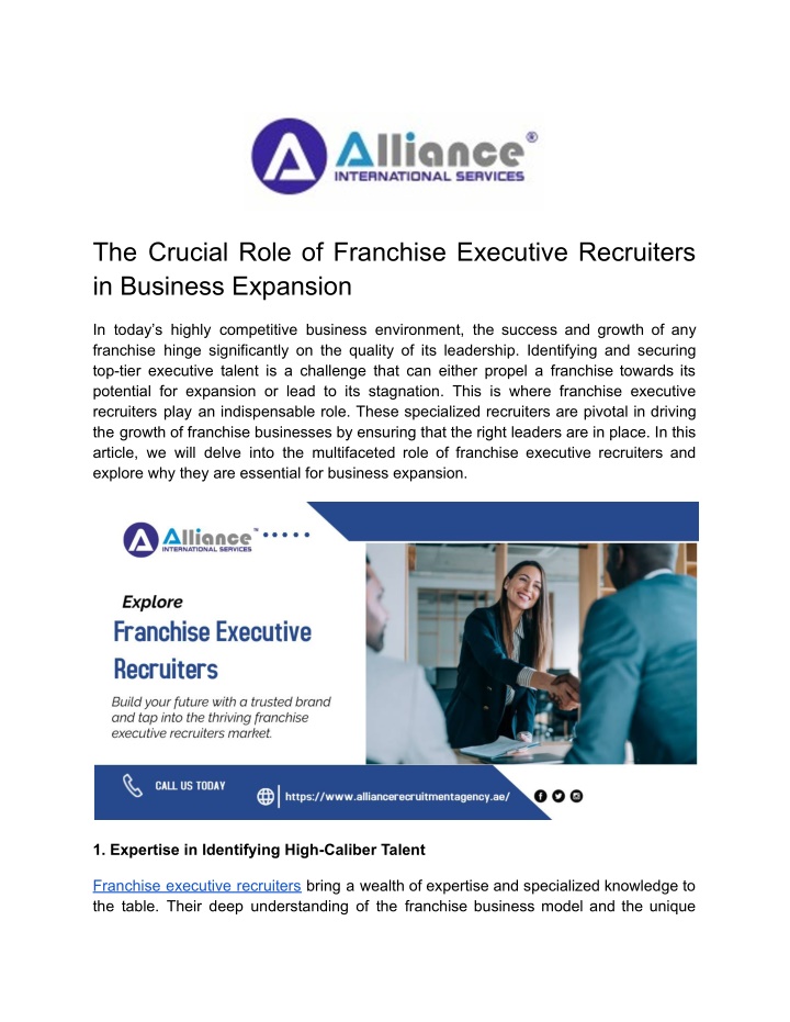 the crucial role of franchise executive n.w