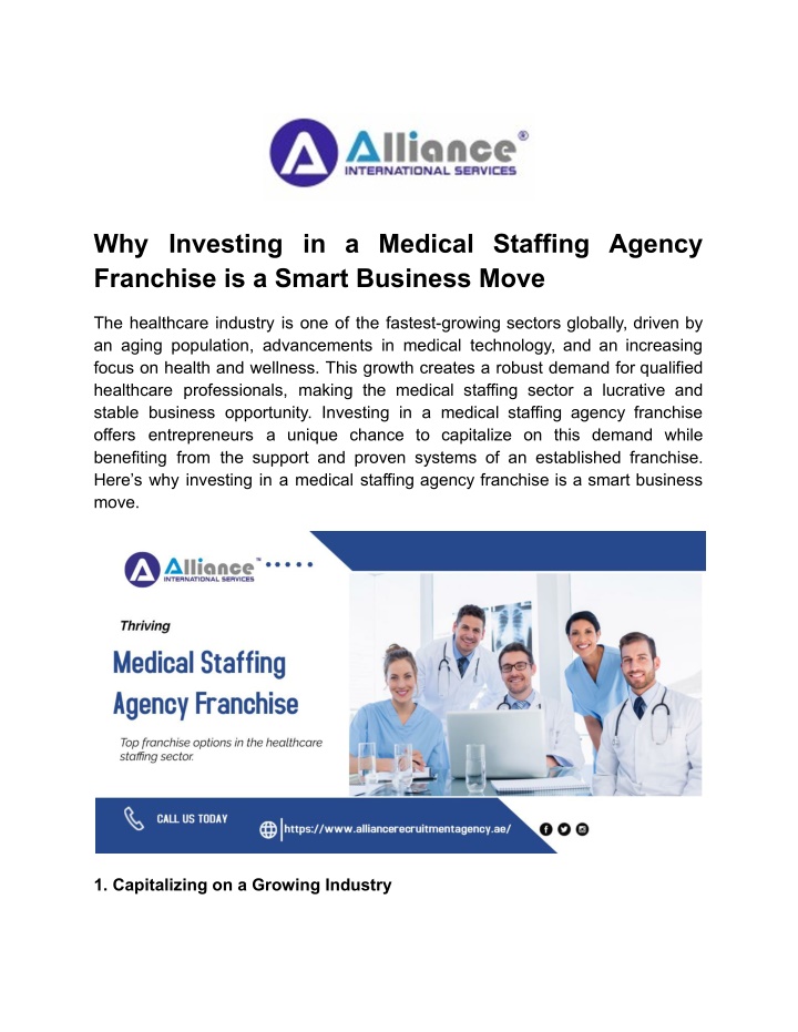 why investing in a medical staffing agency n.w