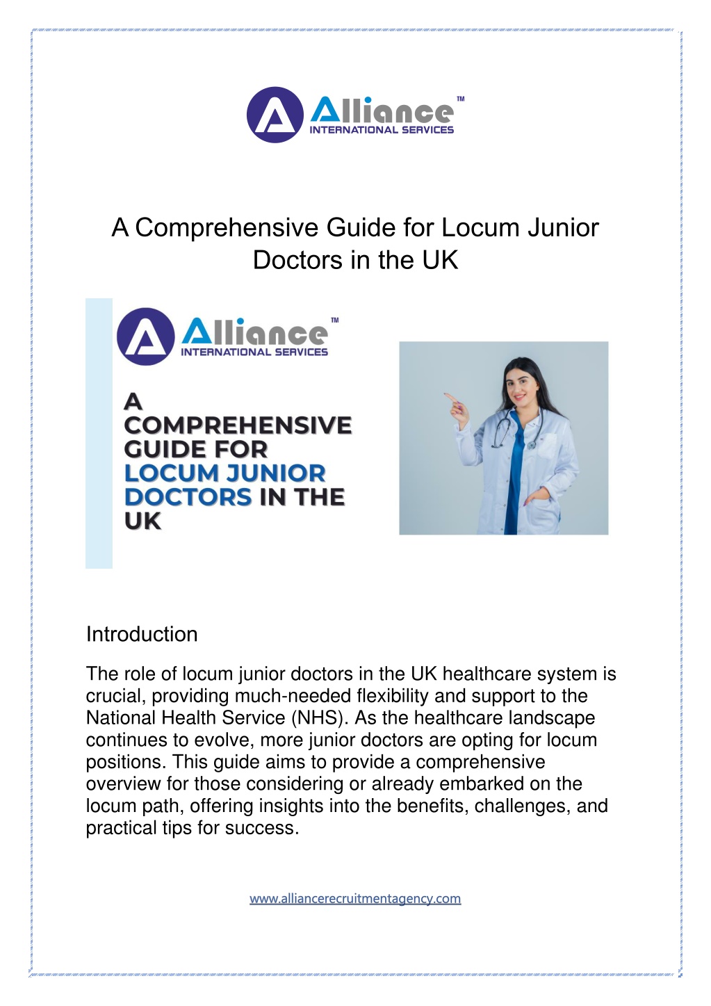 a comprehensive guide for locum junior doctors l.w