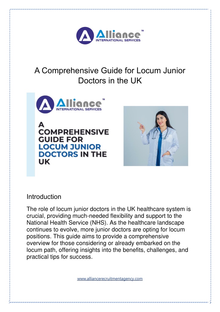 a comprehensive guide for locum junior doctors n.w