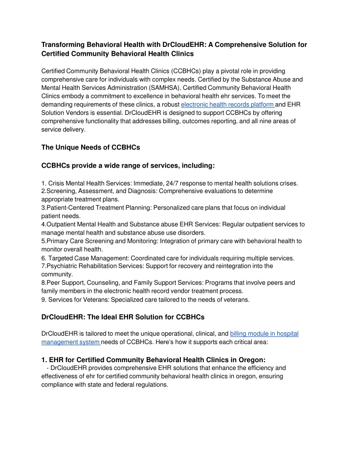 Article 27_ Transforming Behavioral Health with DrCloudEHR_ A Comprehensive Solution for Certified Community Behavioral Health Clinics