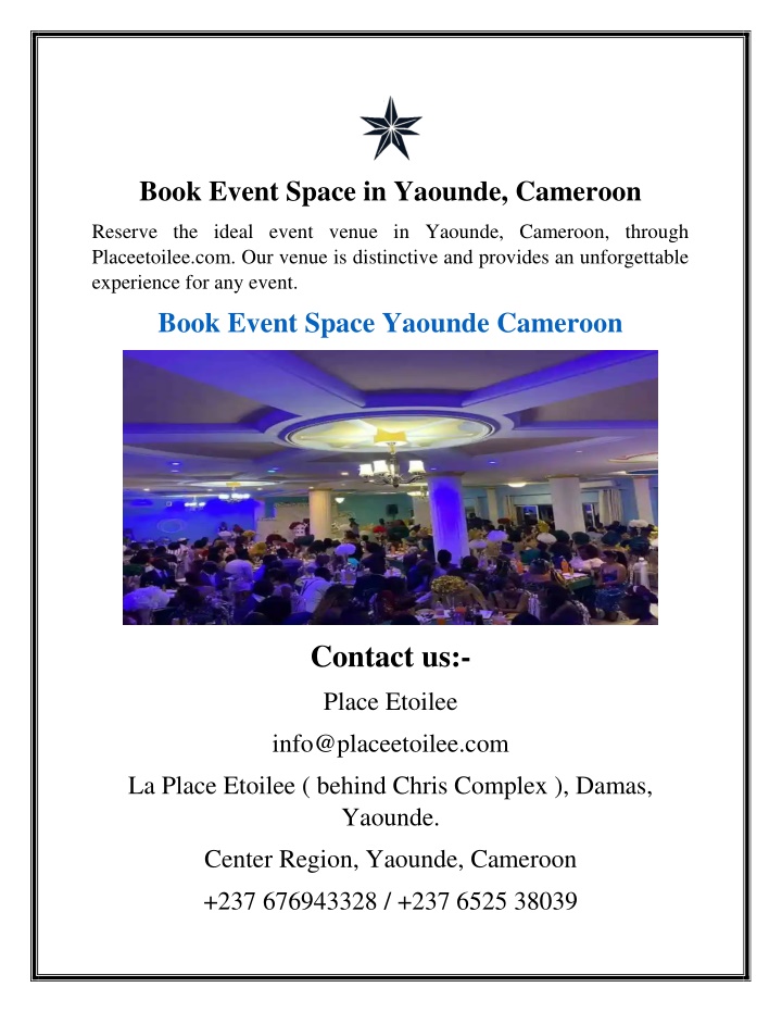 book event space in yaounde cameroon n.w