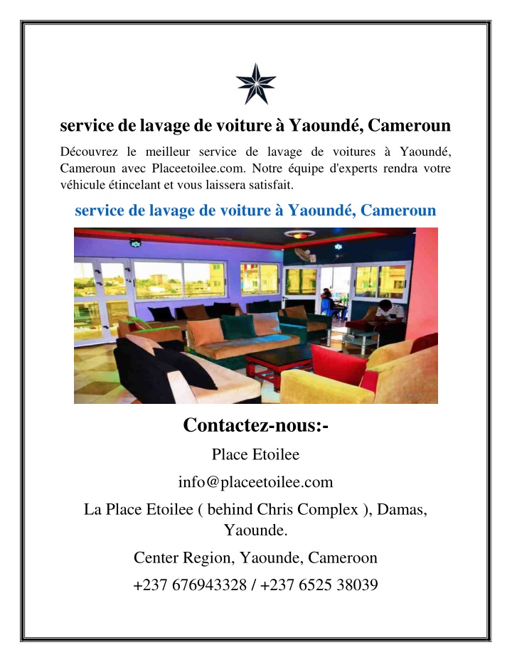 service de lavage de voiture yaound cameroun n.w