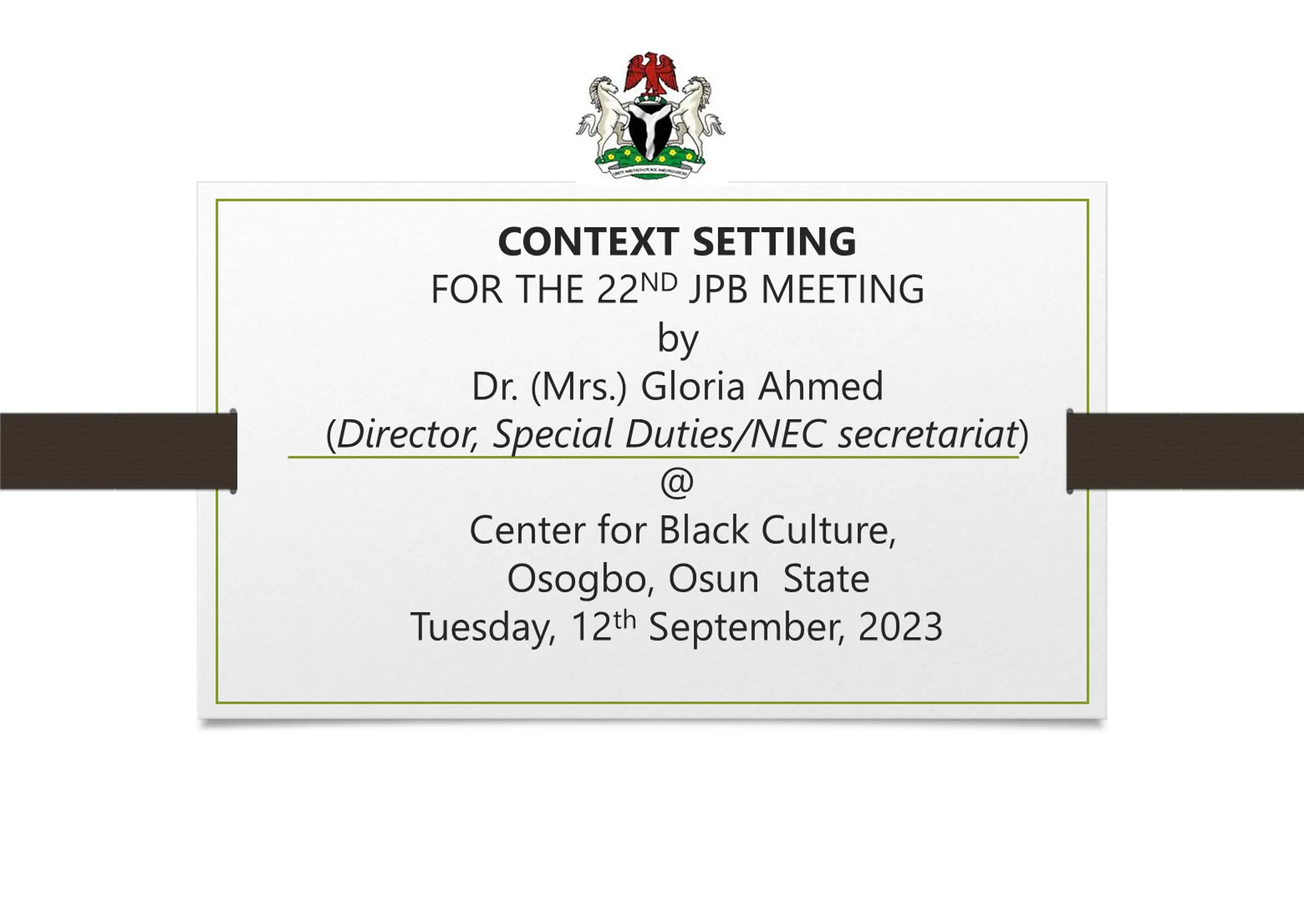 Context Setting for the 22nd JPB Meeting