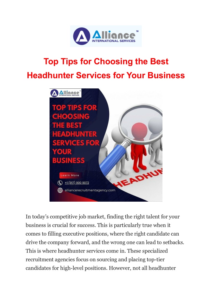 top tips for choosing the best headhunter n.w