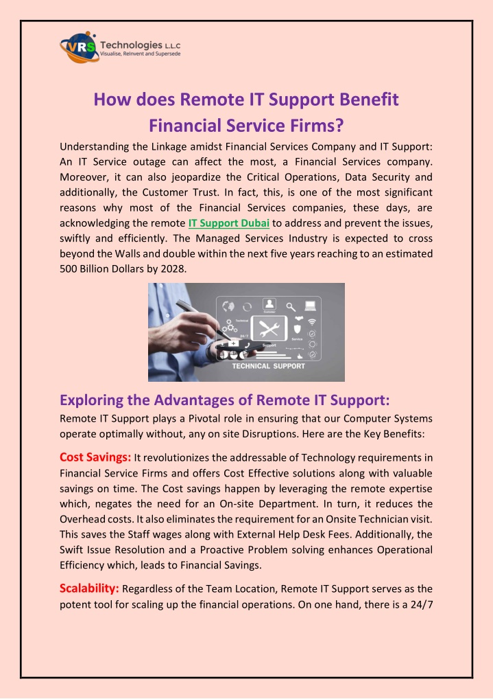 how does remote it support benefit financial n.w