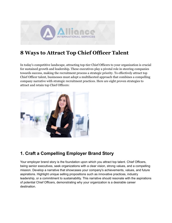8 ways to attract top chief officer talent n.w
