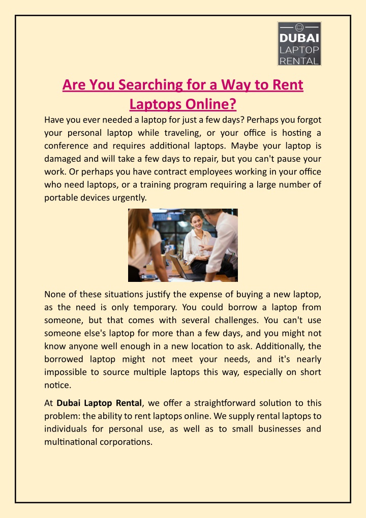 are you searching for a way to rent laptops n.w