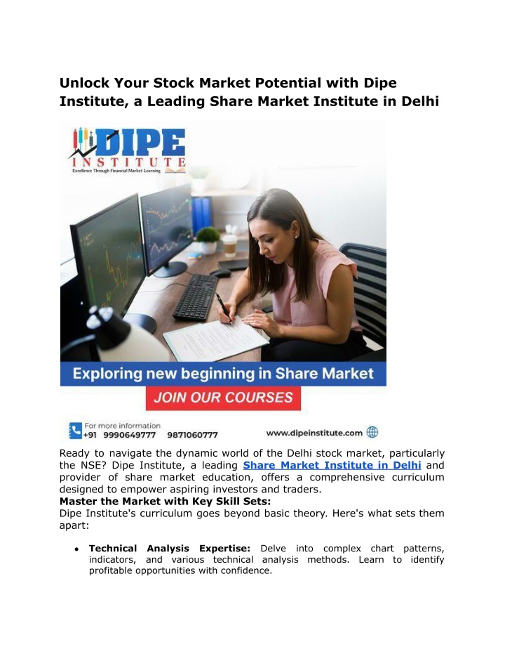 unlock your stock market potential with dipe n.w