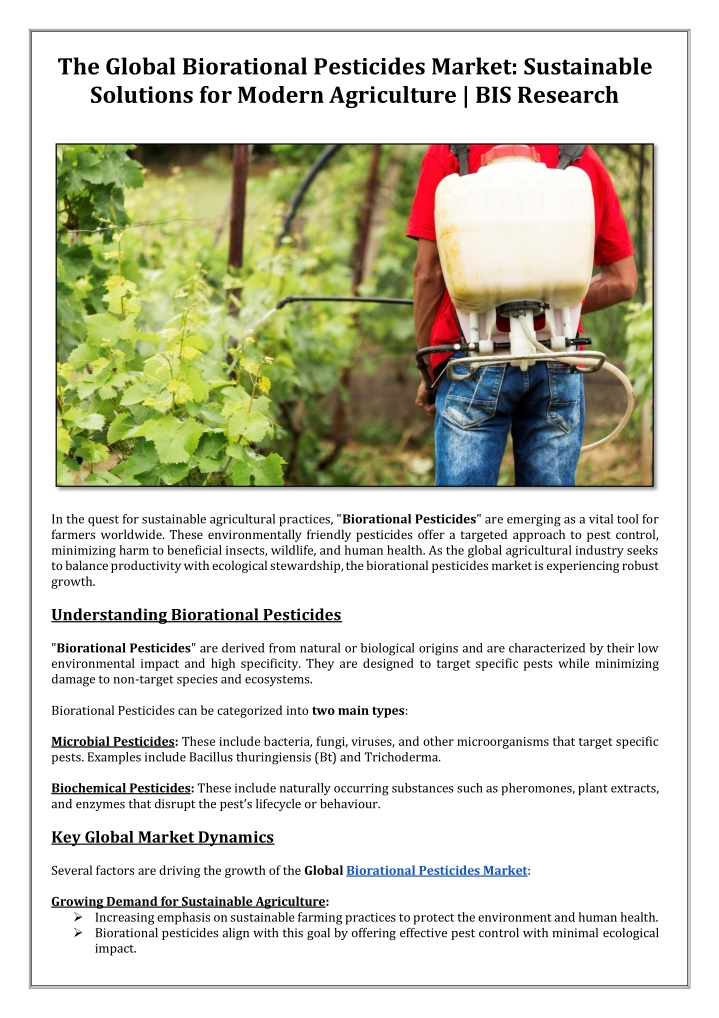 the global biorational pesticides market n.w
