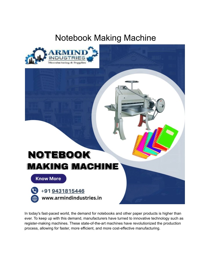 notebook making machine n.w